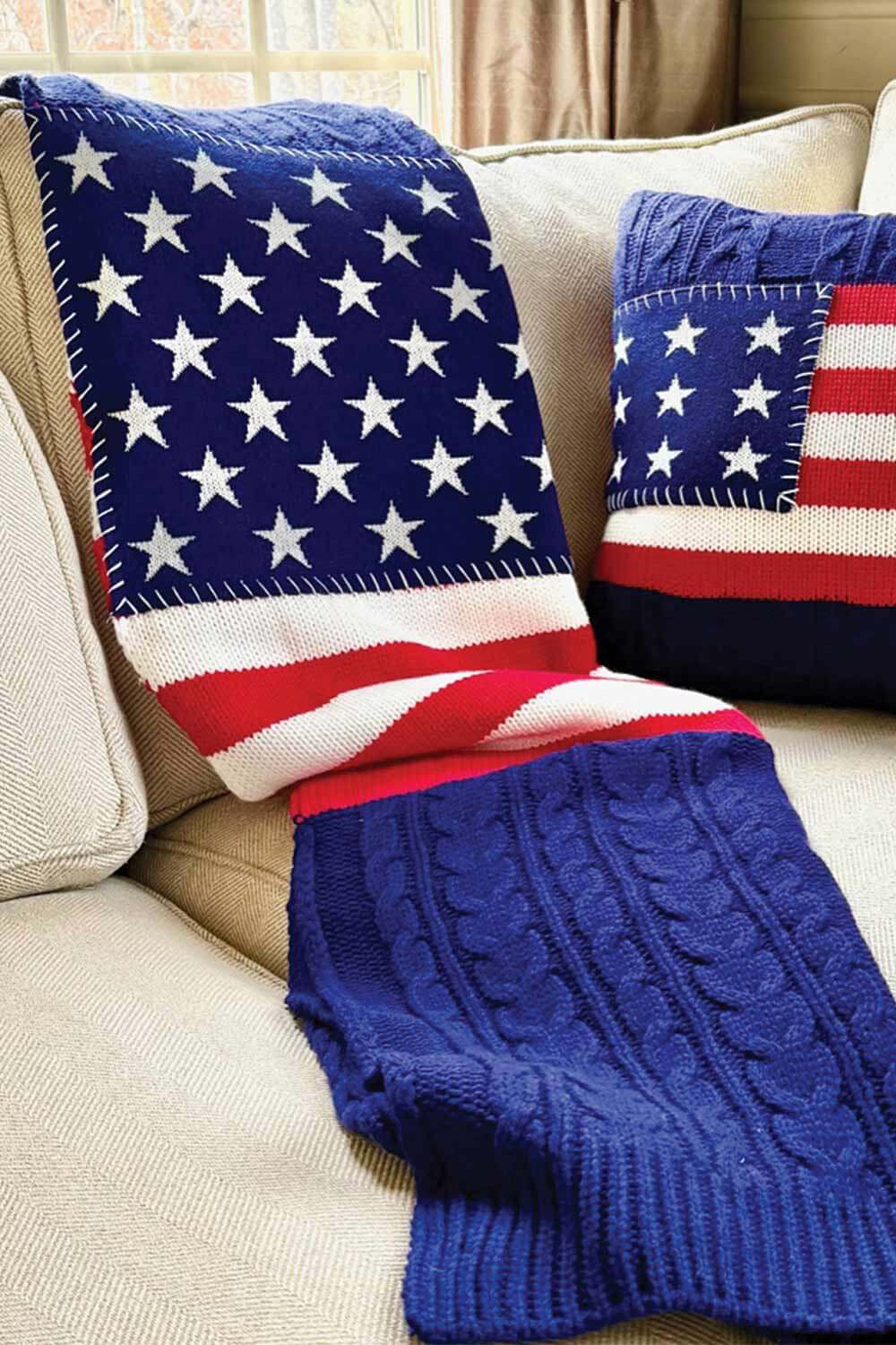 Simply Southern Sweater USA Flag Blanket in Navy