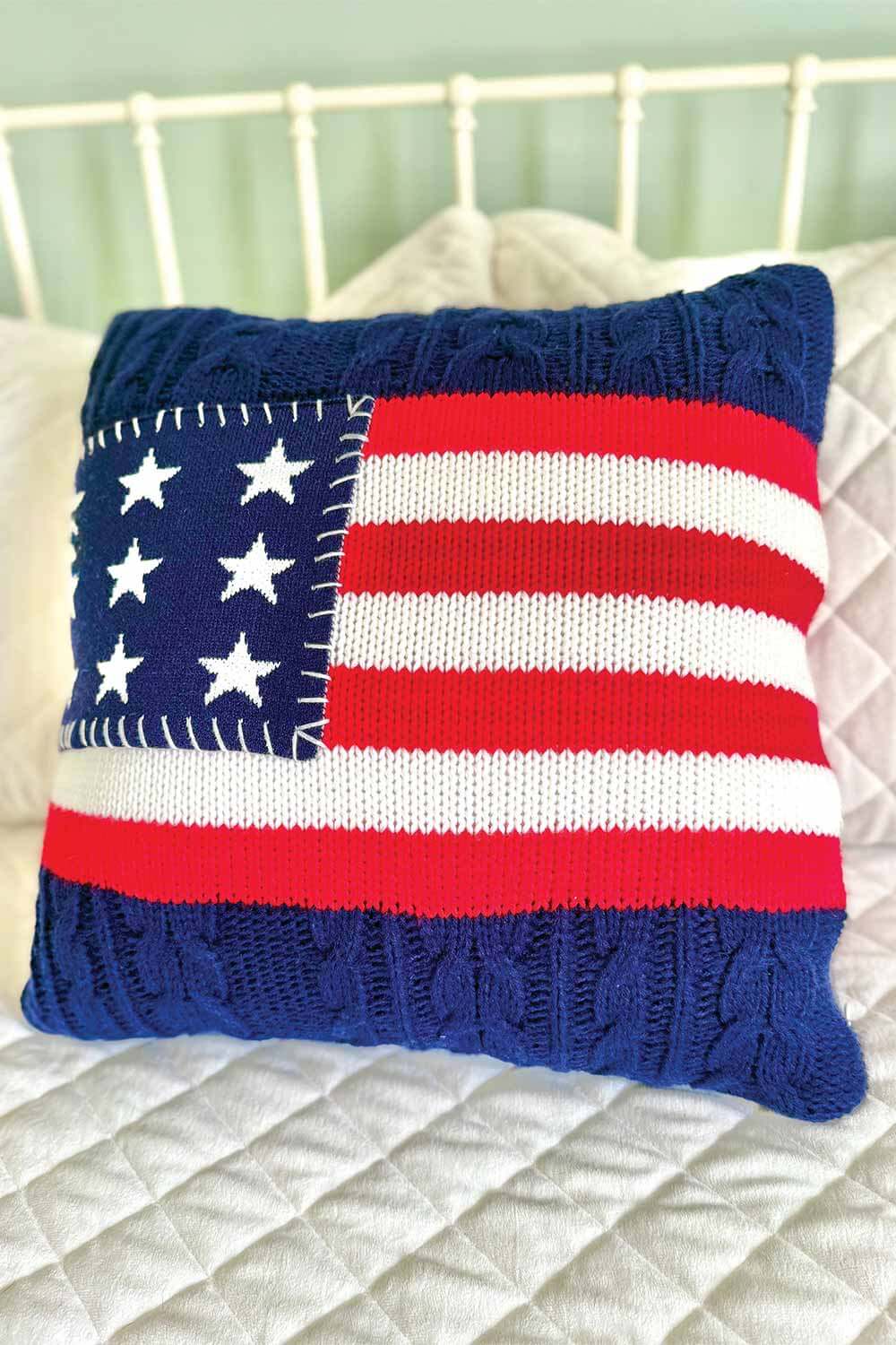 Simply Southern Sweater USA Flag Pillow in Navy