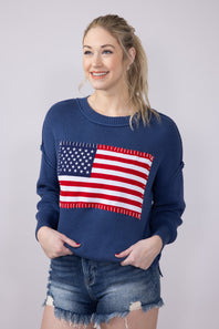 Simply Southern Clothing USA Sweater for Women in Dark Blue