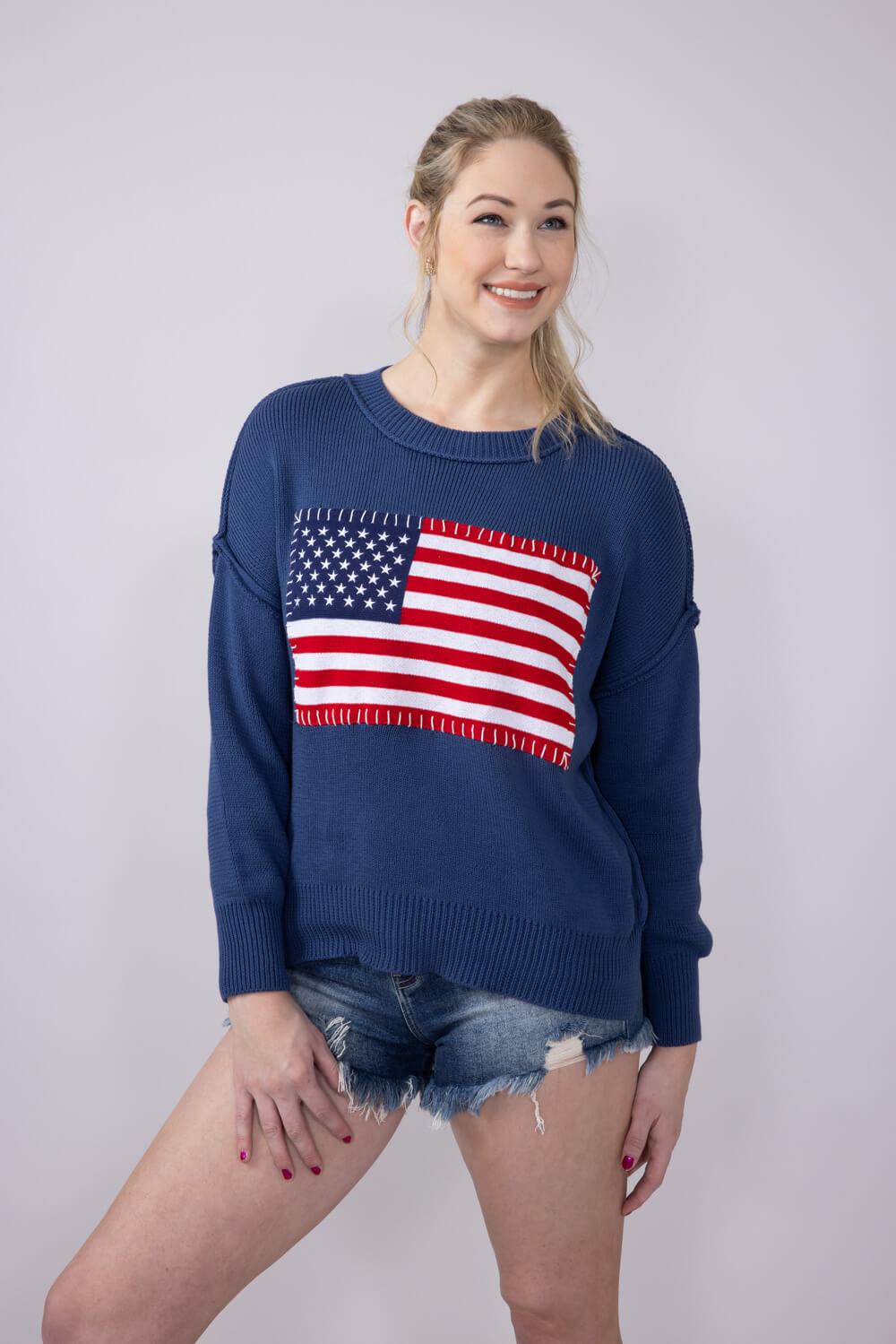 Simply Southern Clothing USA Sweater for Women in Dark Blue