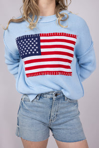 Womens Simply Southern USA Sweater for Women in Light Blue