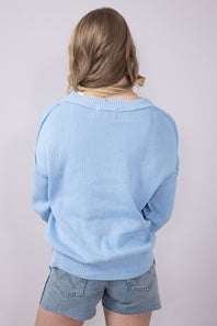 Womens Simply Southern USA Sweater for Women in Light Blue