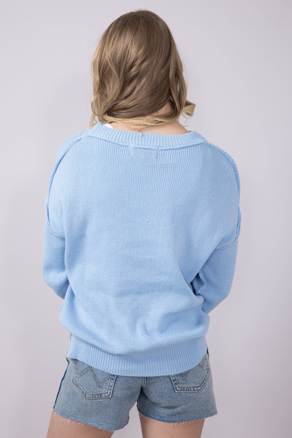 Womens Simply Southern USA Sweater for Women in Light Blue