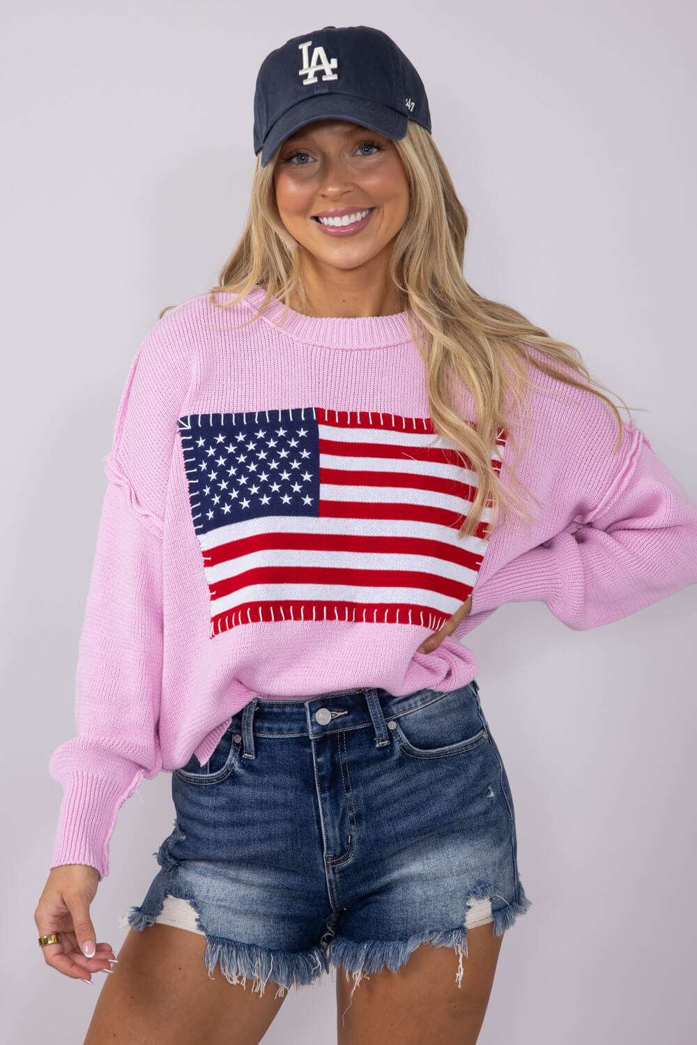 Womens Simply Southern USA Sweater for Women in Pink