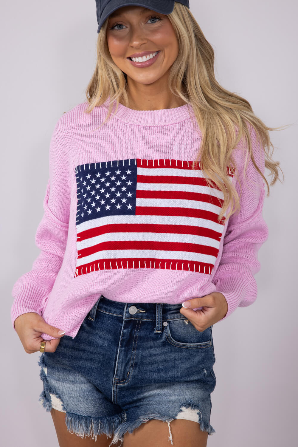 Womens Simply Southern USA Sweater for Women in Pink