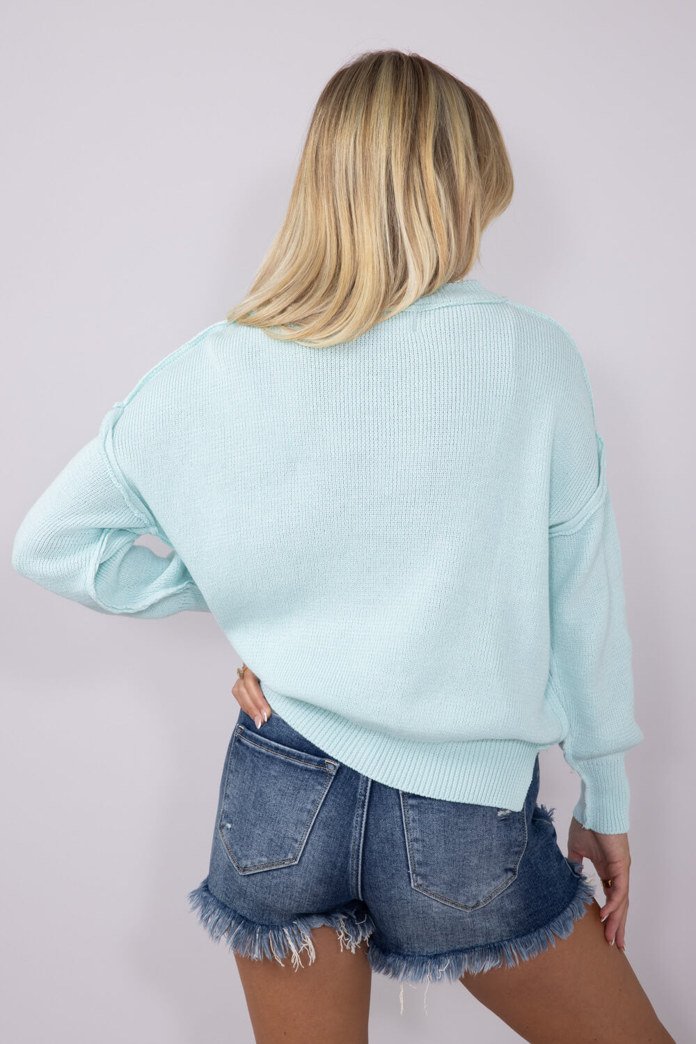 Simply Southern Womens USA Sweater for Women in Sea Foam