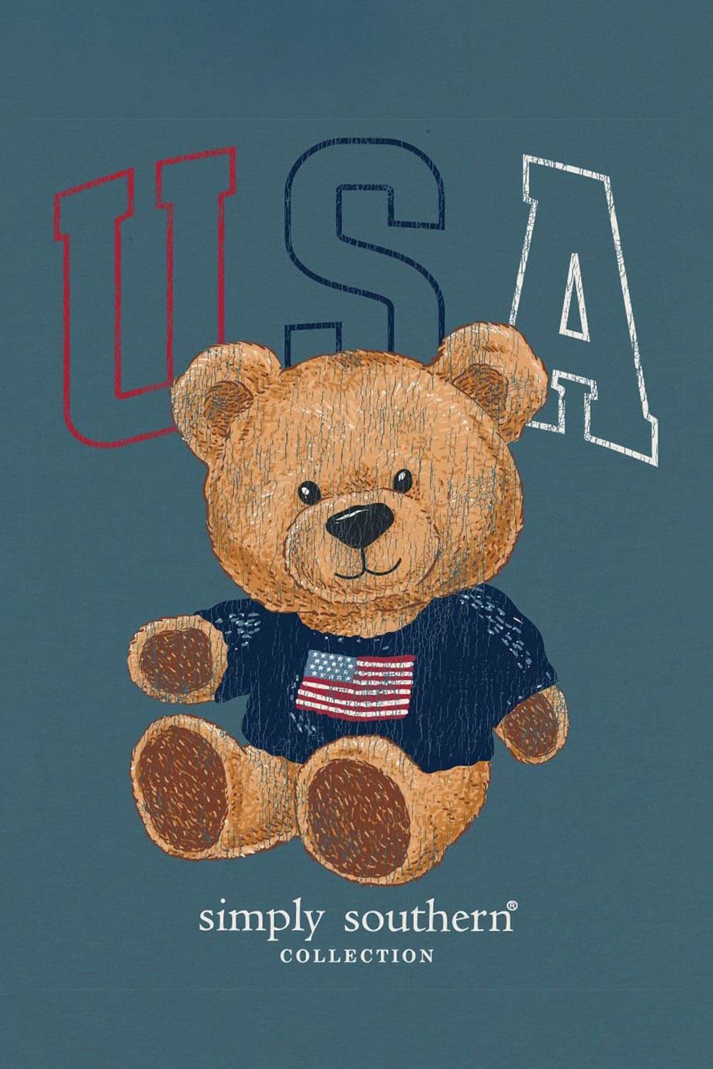 Simply Southern Teddy Bear T-Shirt for Women in Comet Blue