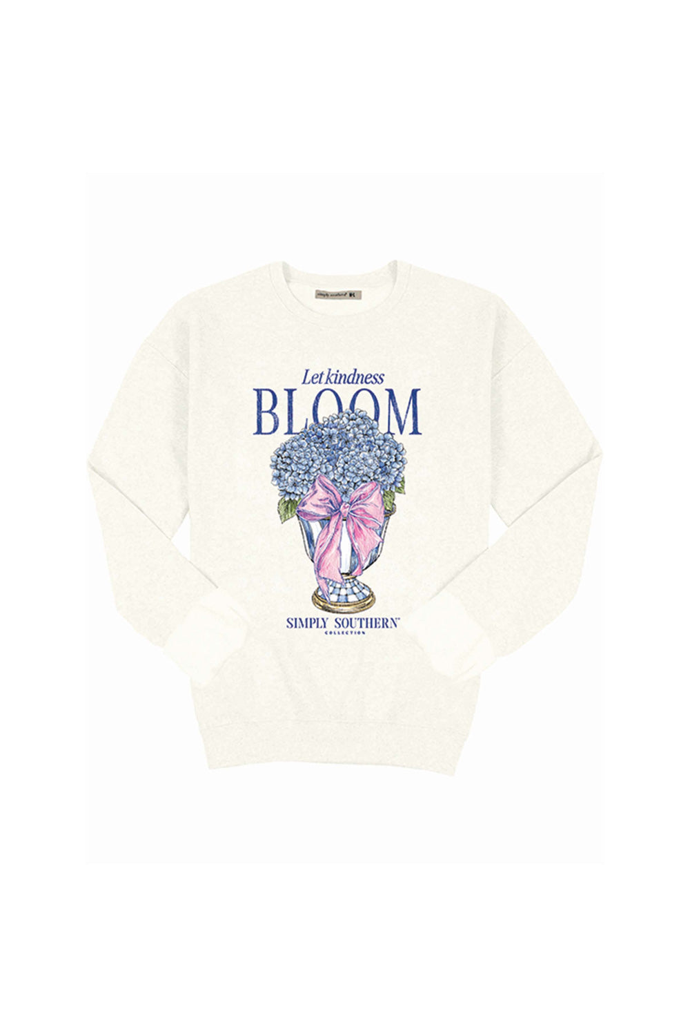 Girls Simply Southern Youth Bloom Fleece Sweatshirt for Girls in White