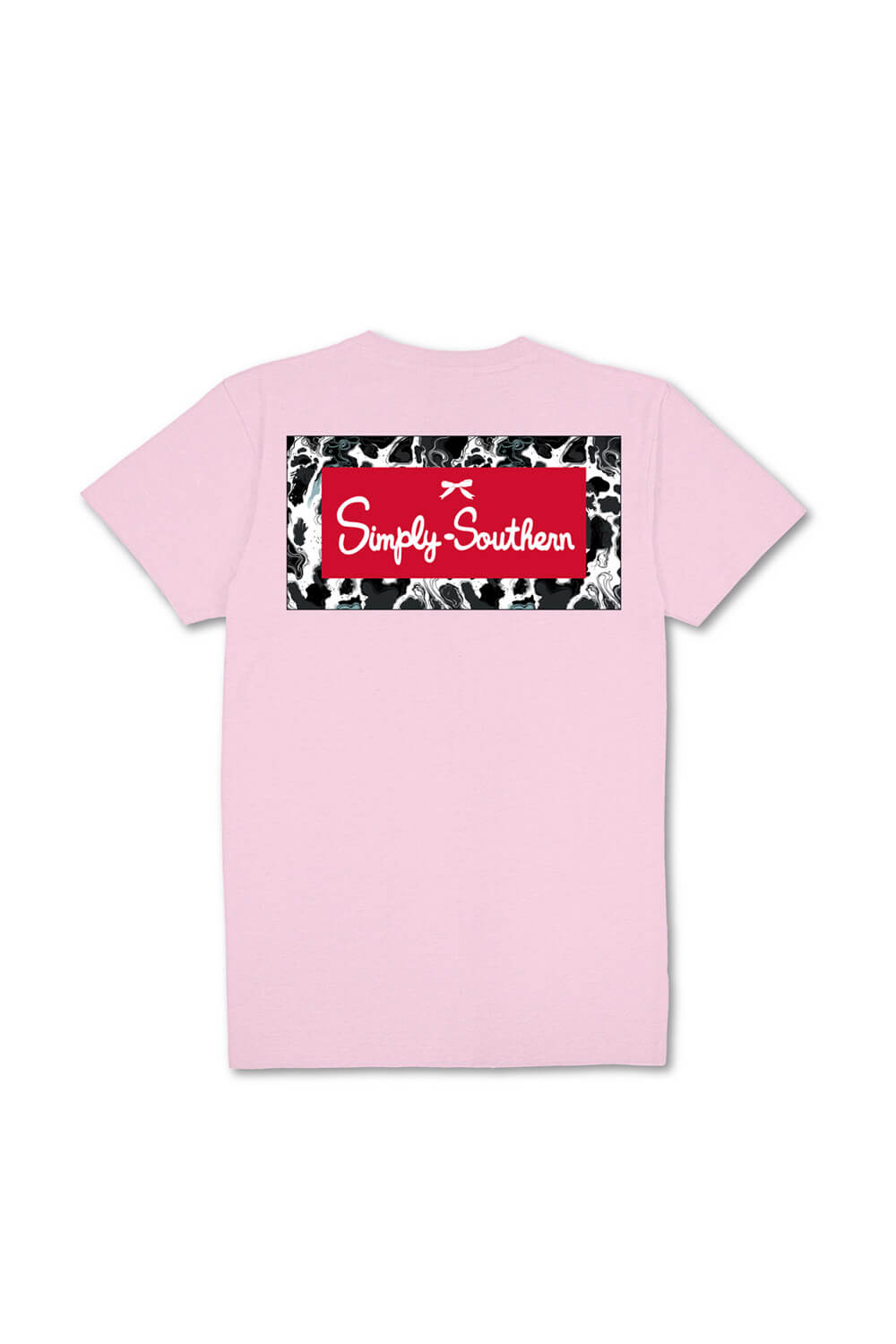 Simply Southern Youth Cow Logo T-Shirt for Girls in Light Pink