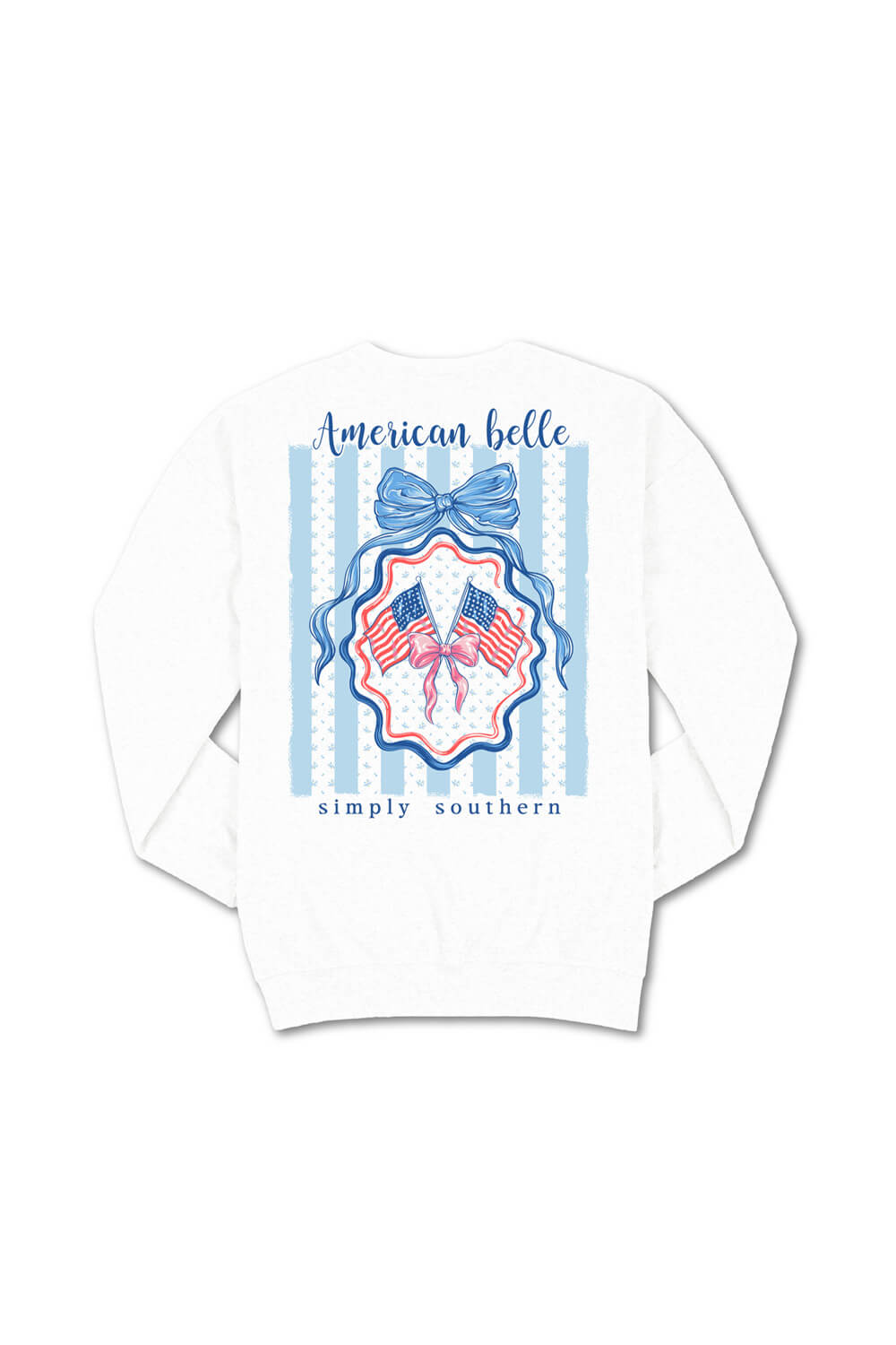 Simply Southern Youth American Belle Fleece Sweatshirt for Girls in White