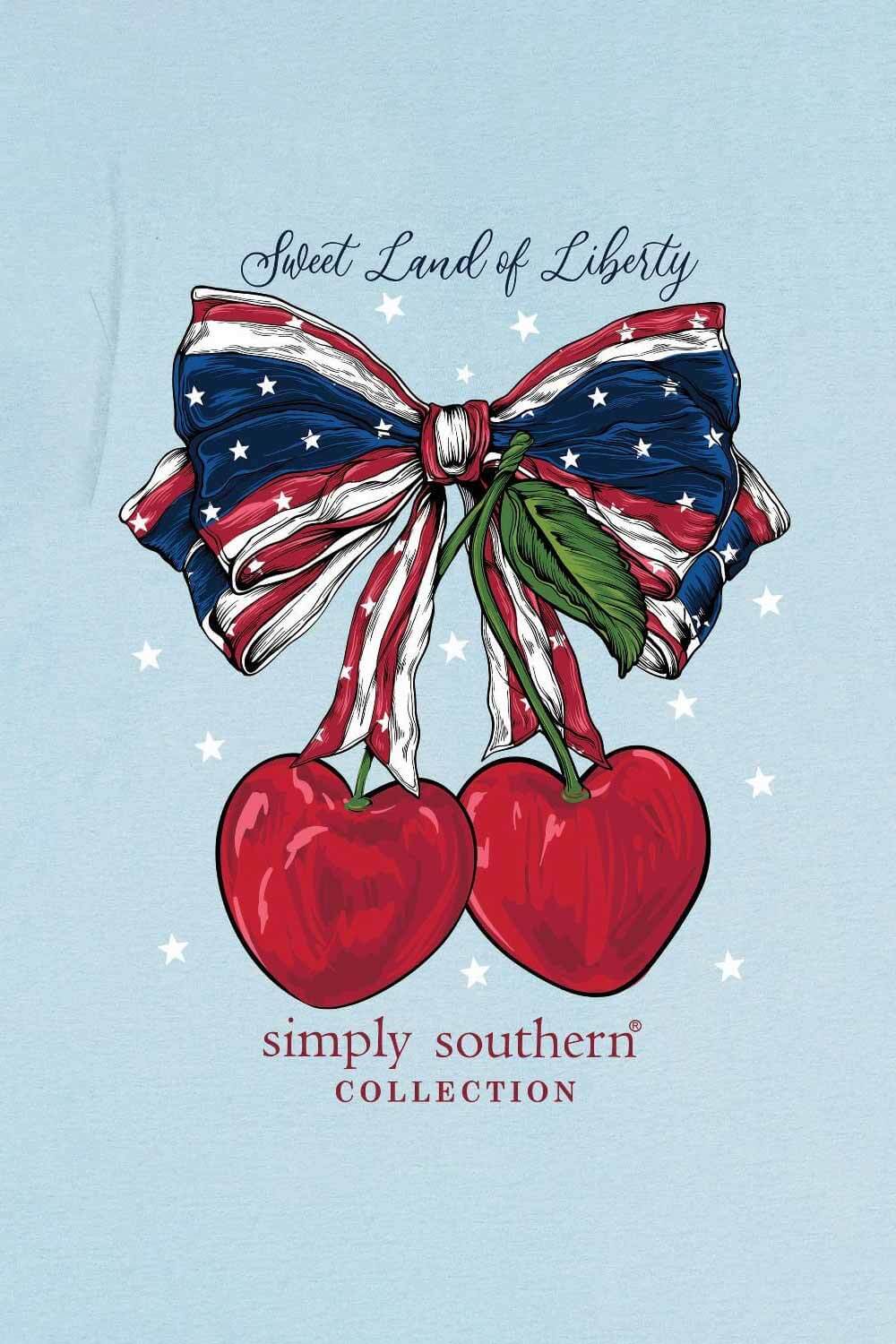Girls Simply Southern Youth Land Of Liberty T-Shirt for Girls in Ice
