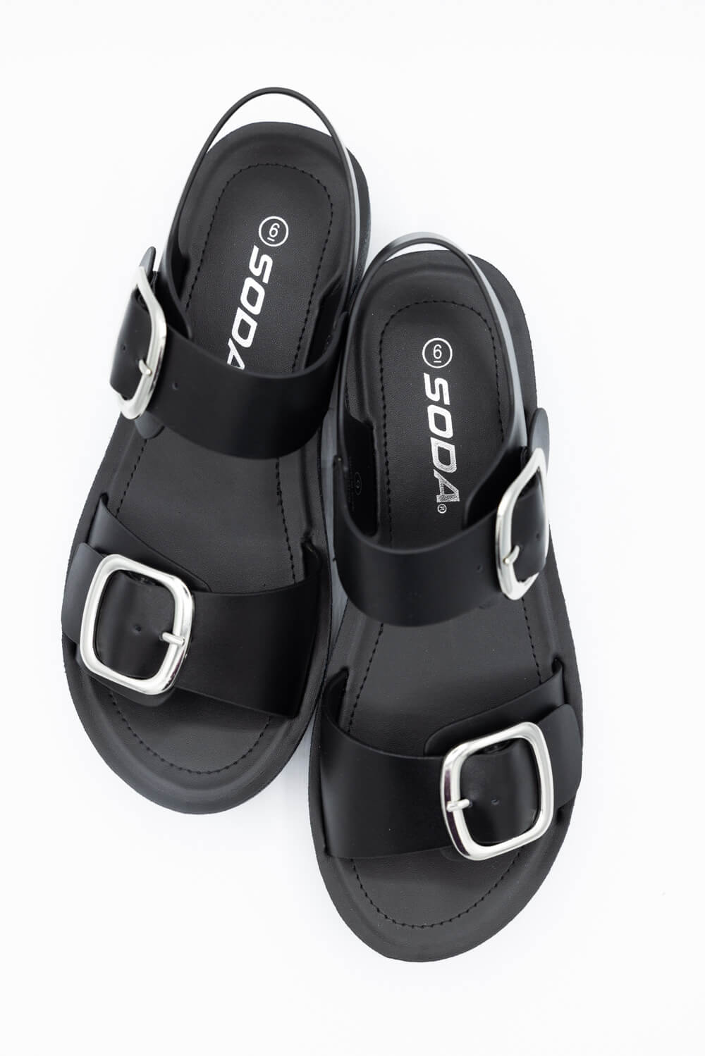 Soda Jackie Platform Sandals for Women in Black