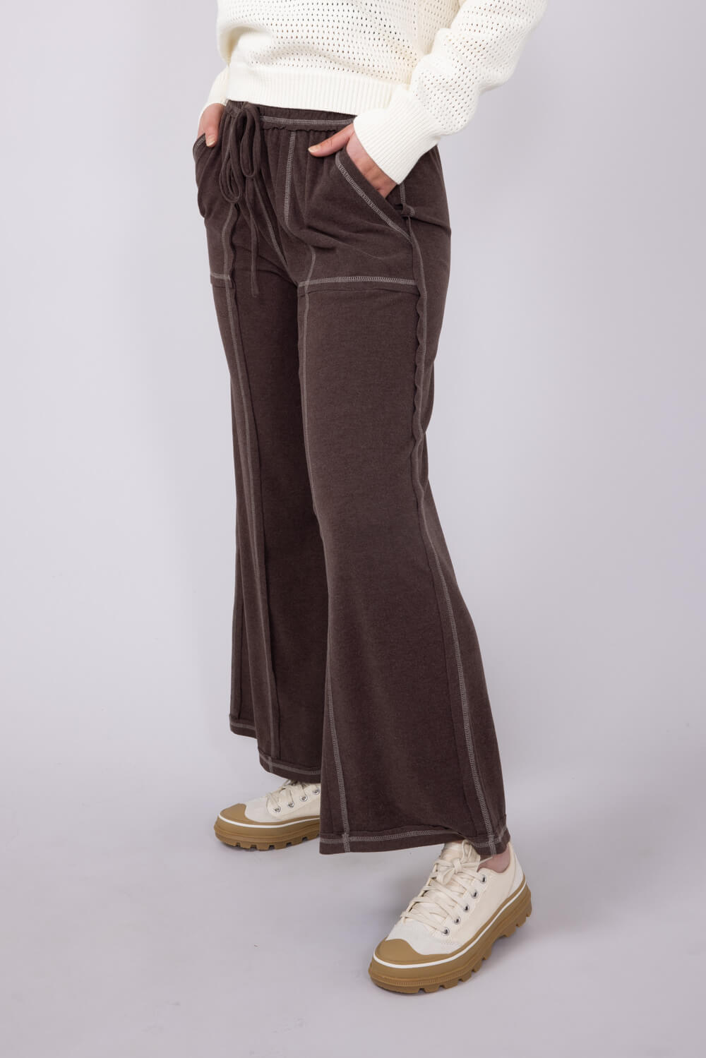 Soft Touch Wide Leg Lounge Pants for Women in Brown