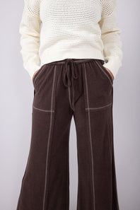 Soft Touch Wide Leg Lounge Pants for Women in Brown