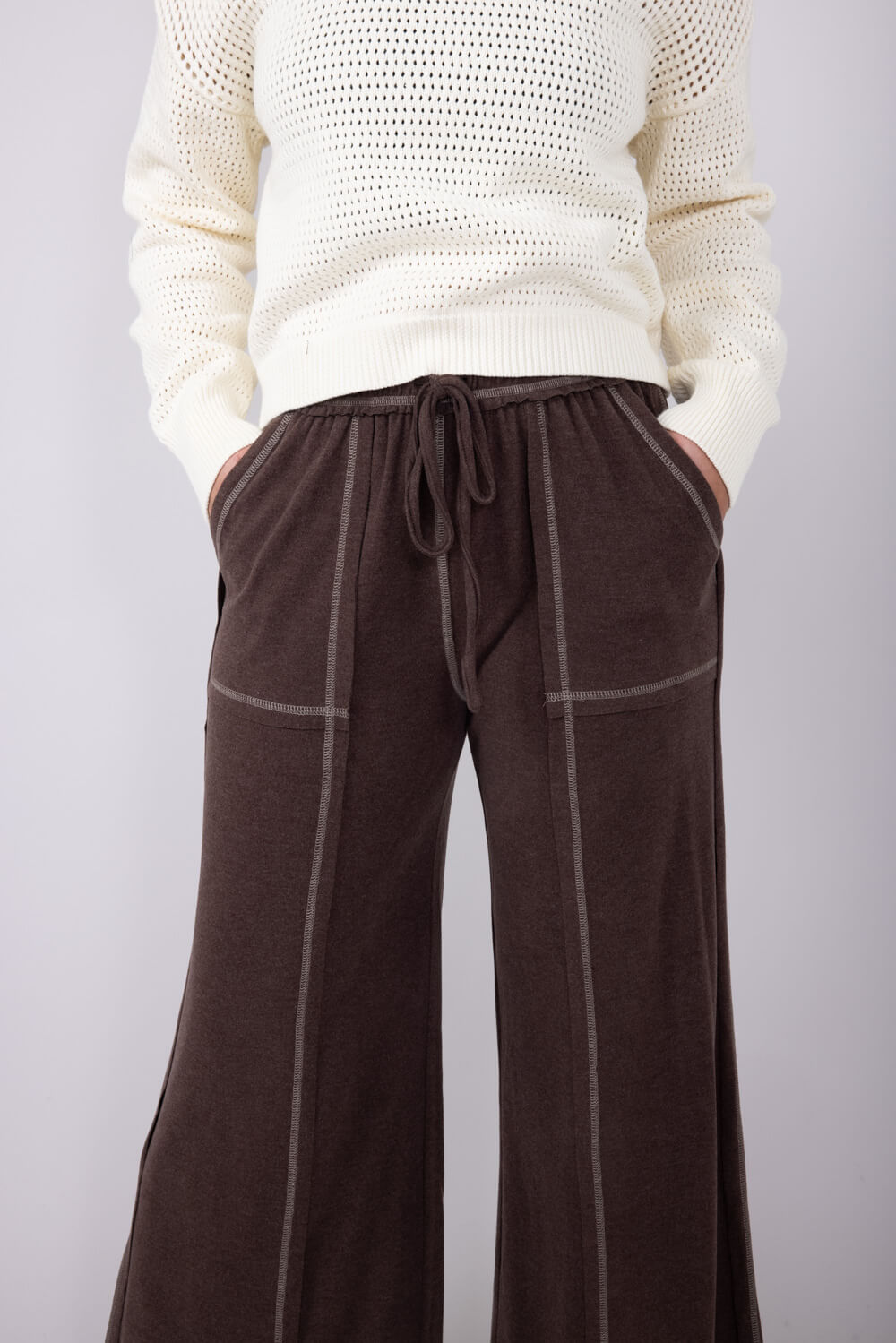 Soft Touch Wide Leg Lounge Pants for Women in Brown
