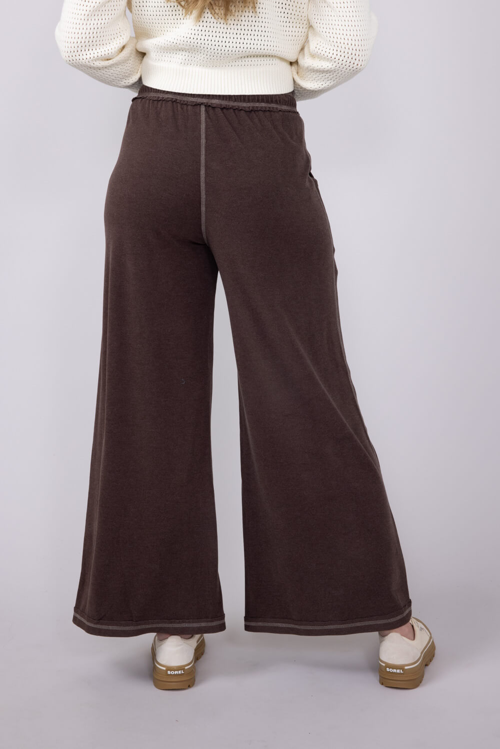 Soft Touch Wide Leg Lounge Pants for Women in Brown
