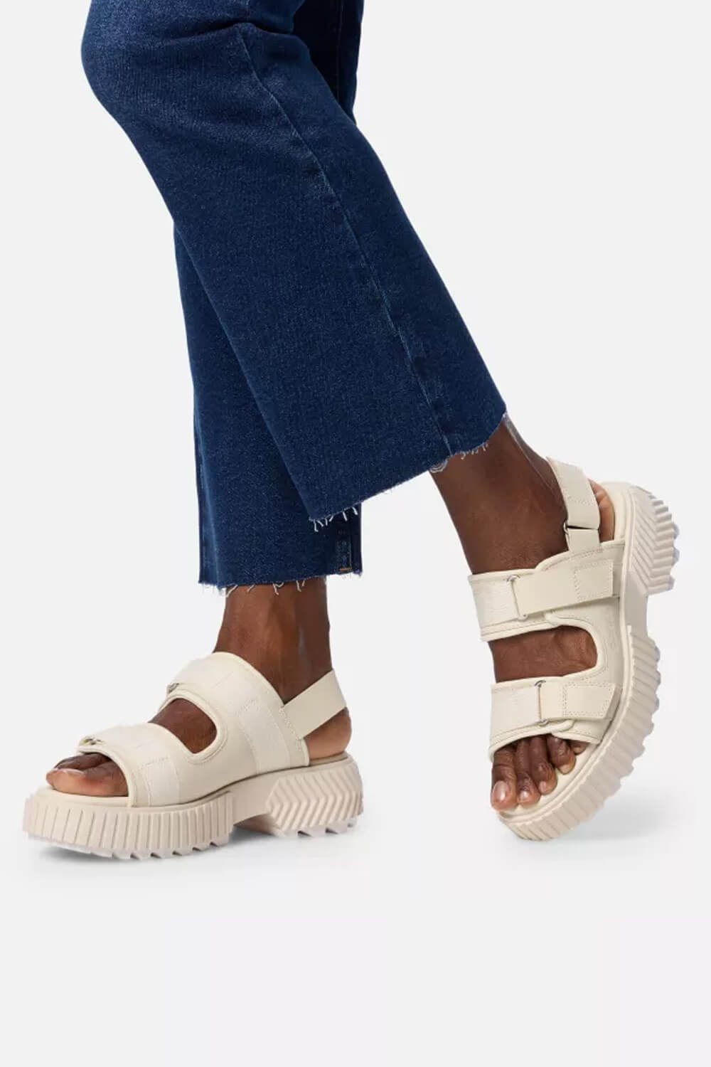 Sorel Ona Ave Multistrap Mid Sandals for Women in Chalk | 2113181-191