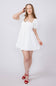 Square Neck Puff Short Sleeve Dress for Women in White