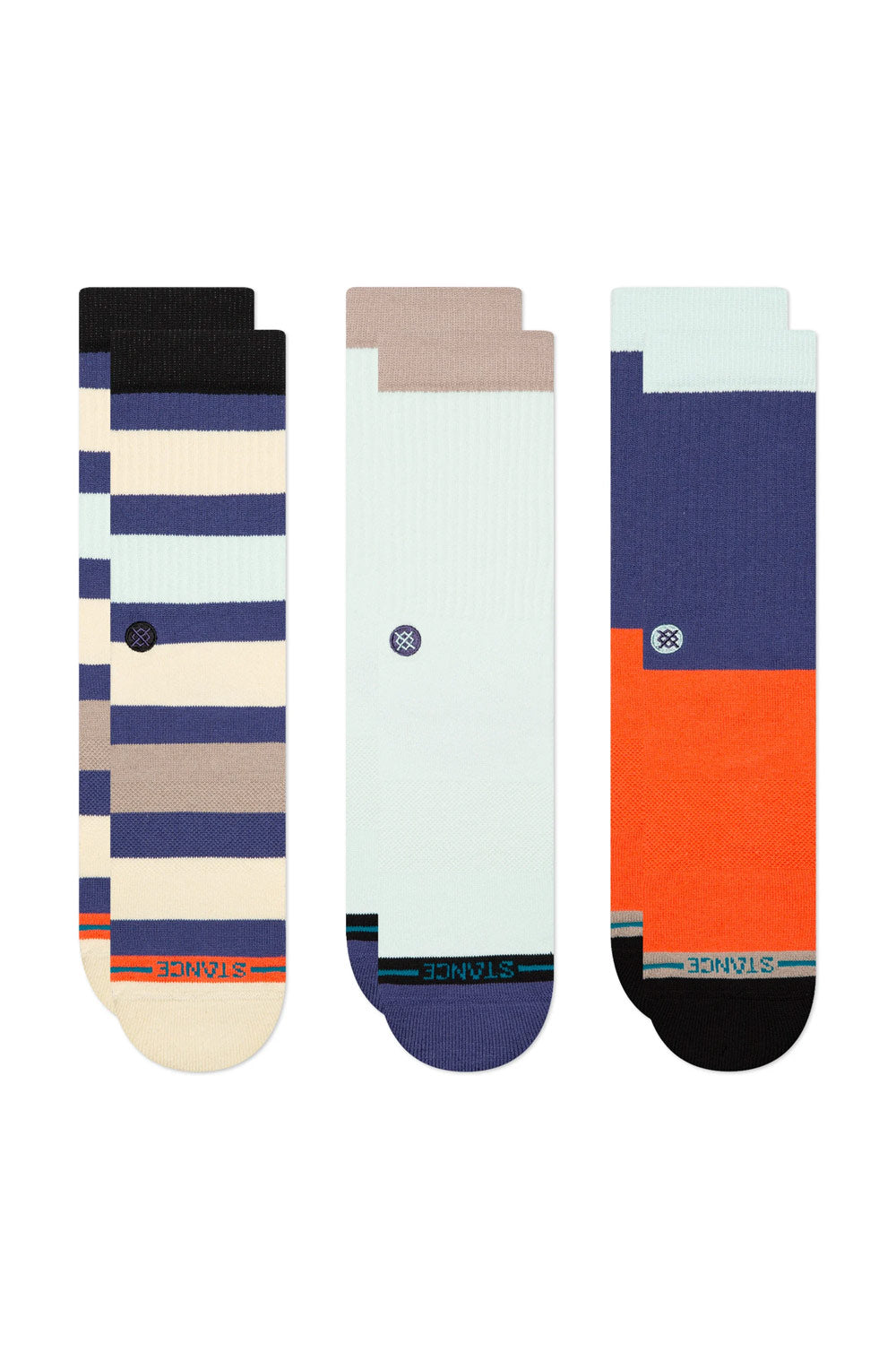 Stance Bayside Crew Socks 3 Pack for Men in Blue Multi