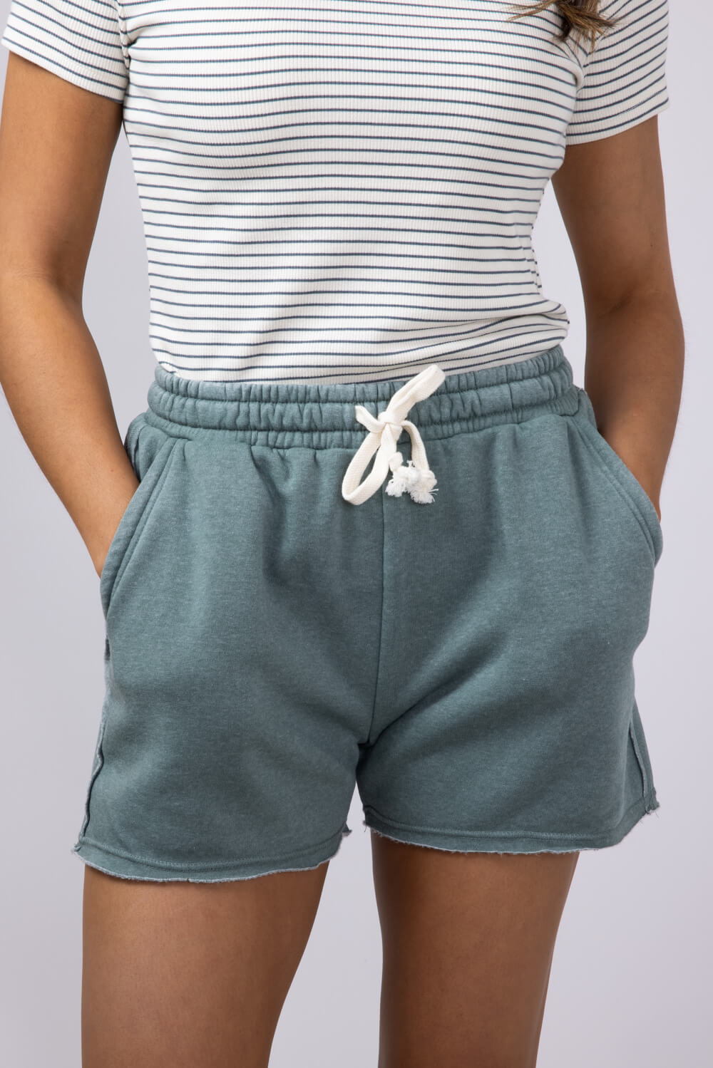 Super Soft Lounge Shorts for Women in Gray Green