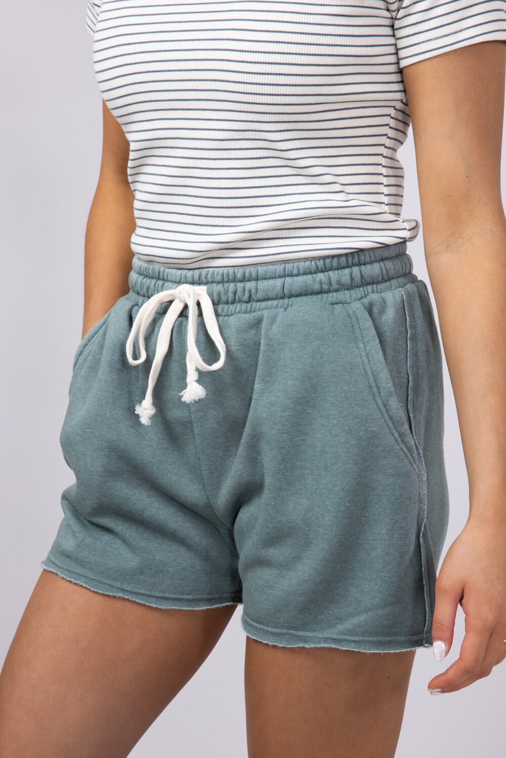 Super Soft Lounge Shorts for Women in Gray Green