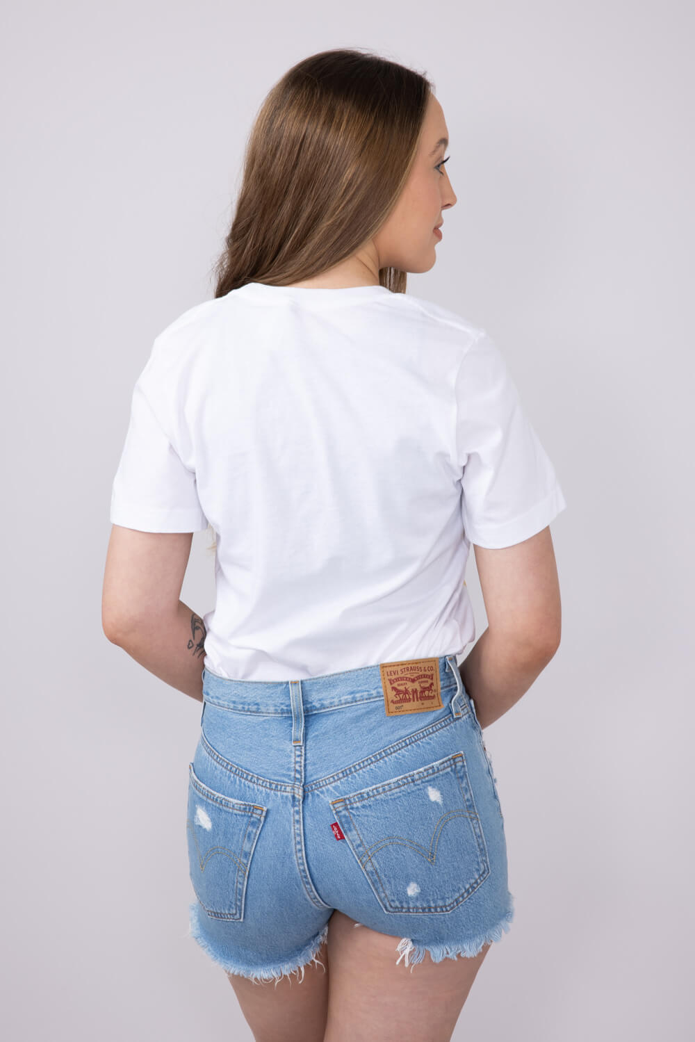 Teddy Bear Bow Graphic T-Shirt for Women in White