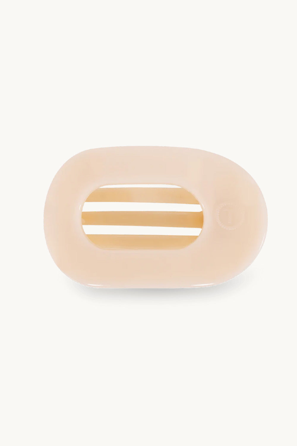 Teleties Large Flat Round Clip in Beige 