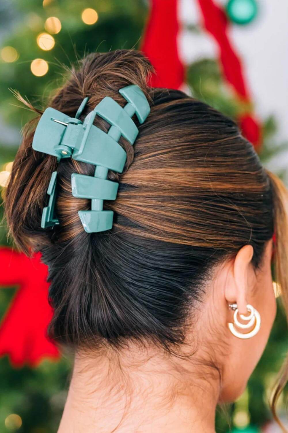 Teleties Large Claw Hair Clip in Mistletoe 