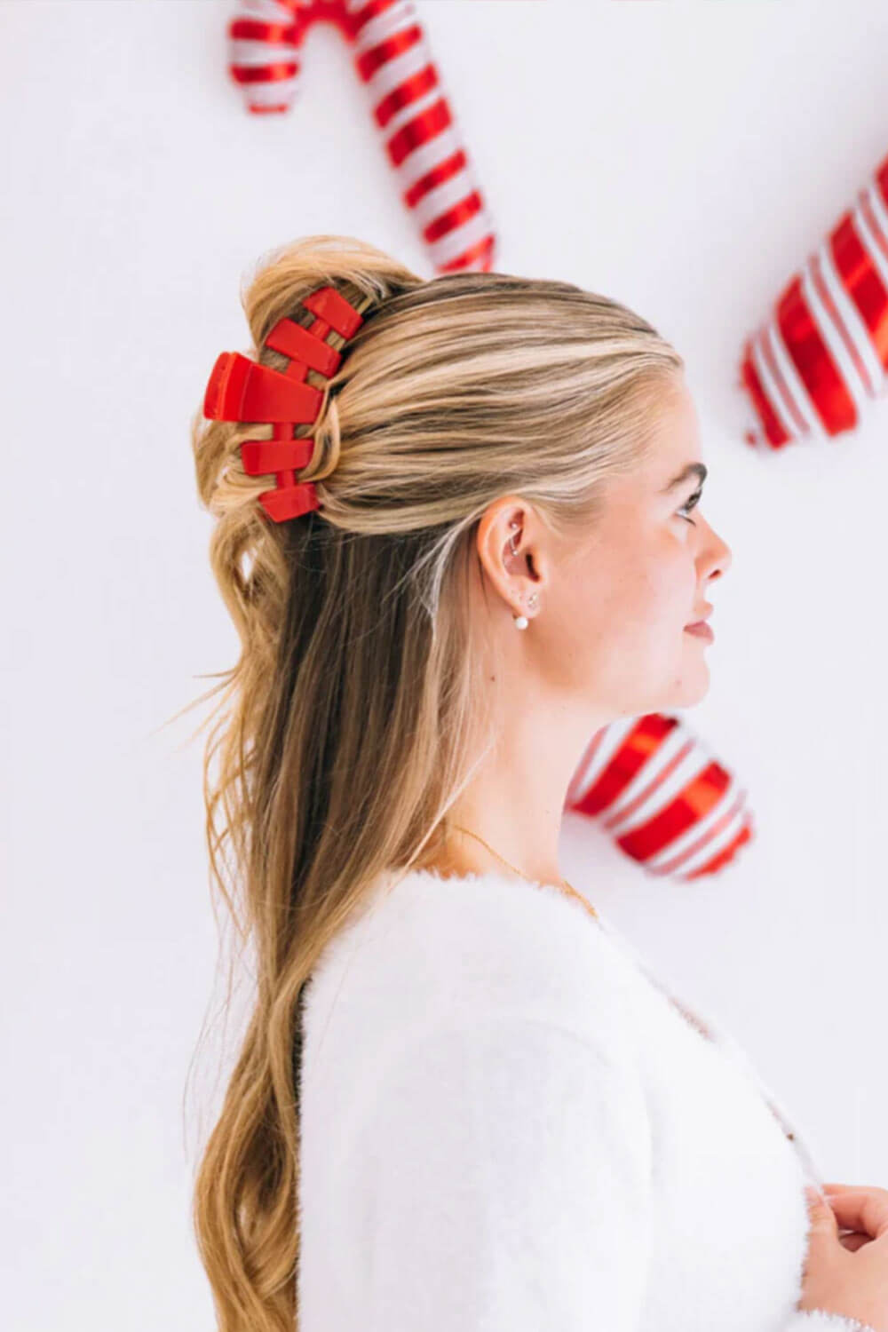 Teleties Large Claw Hair Clip in Rudolph Red 