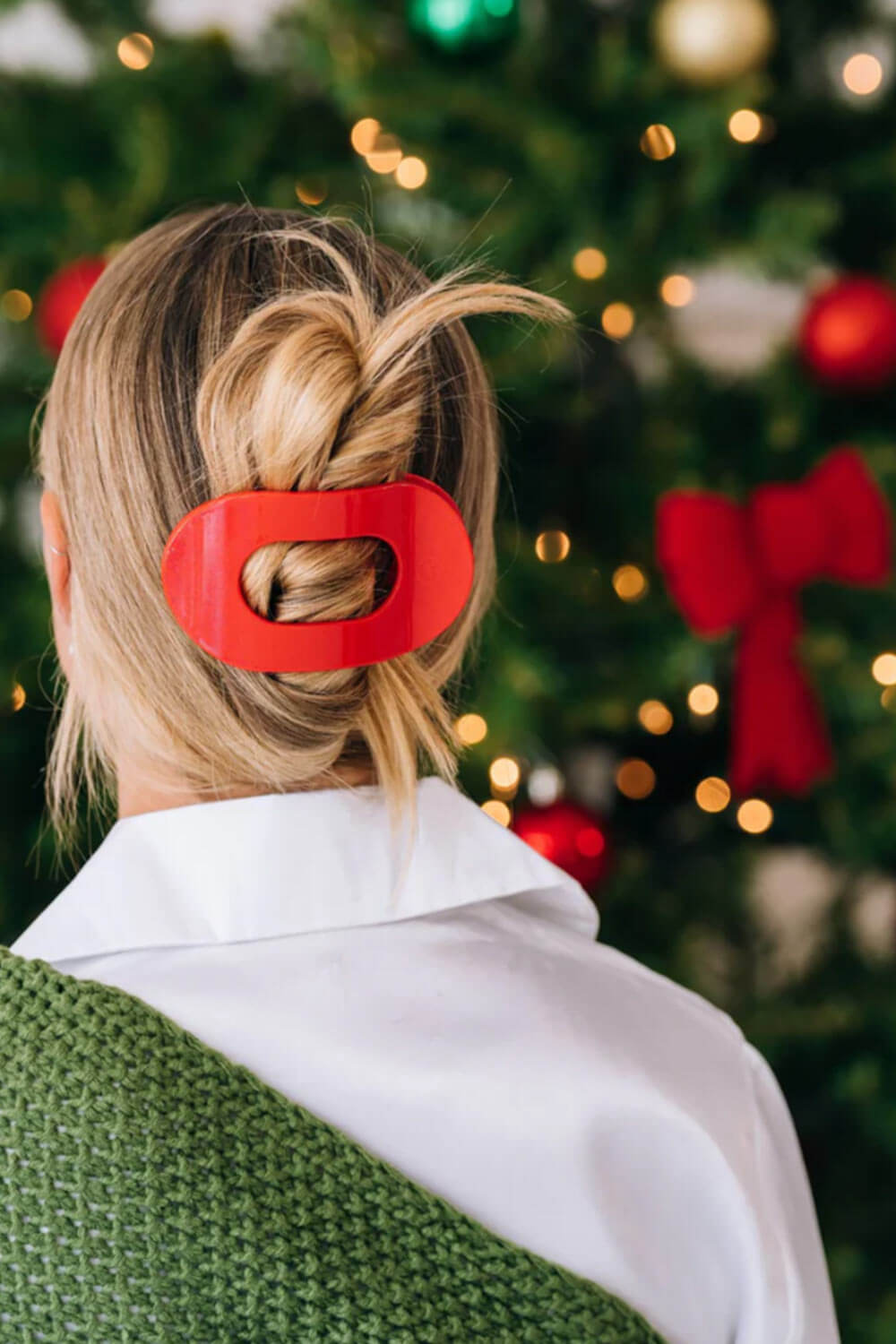 Teleties Large Flat Round Hair Clip in Rudolph Red 