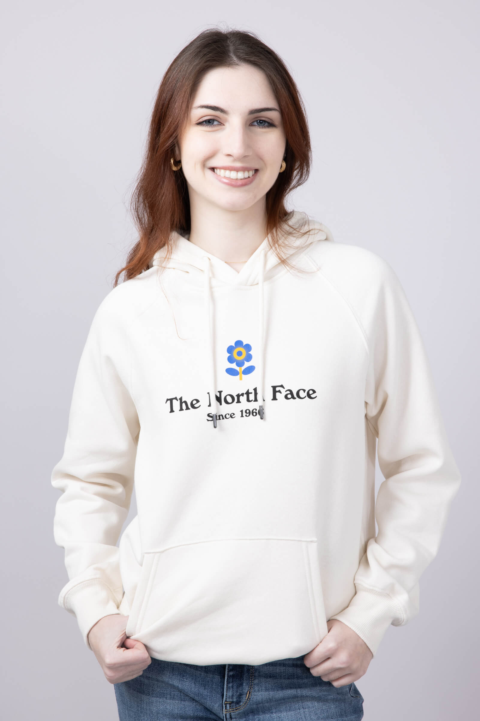 The North Face Strange Colorful World Hoodie for Women in White Dune