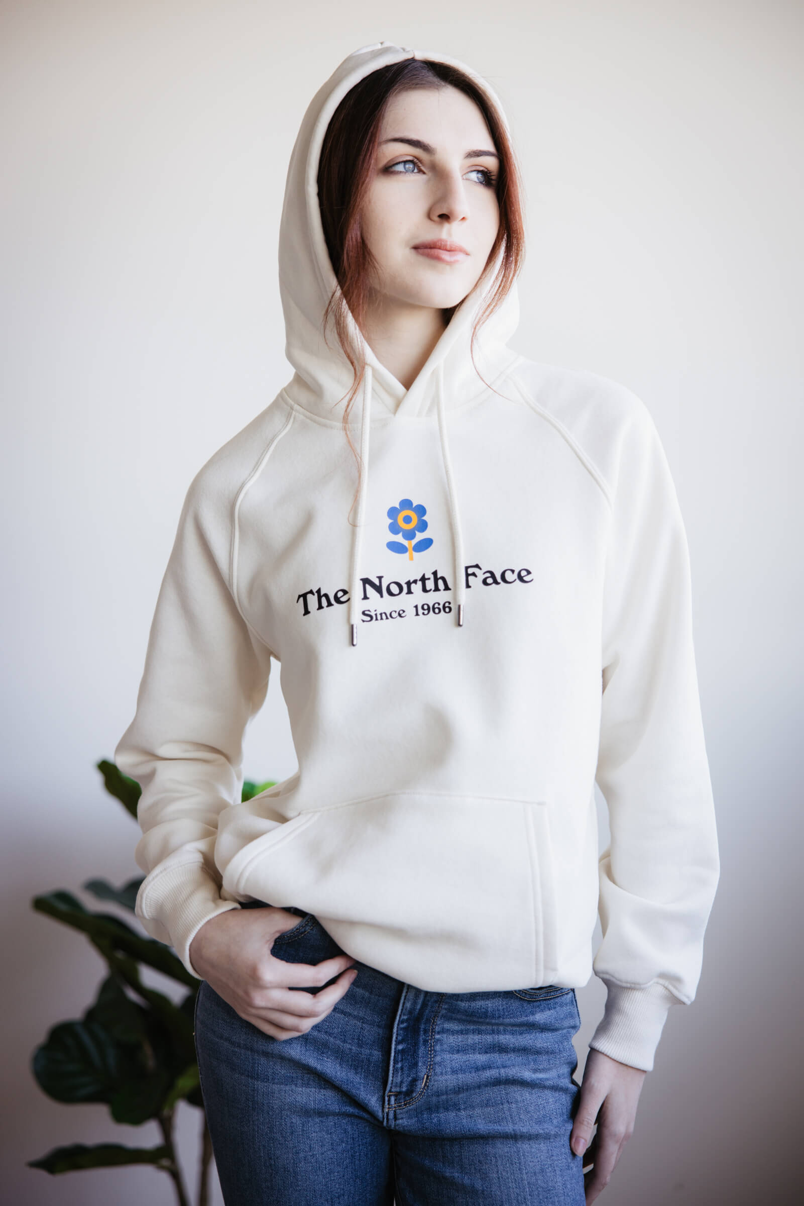 The North Face Strange Colorful World Hoodie for Women in White Dune