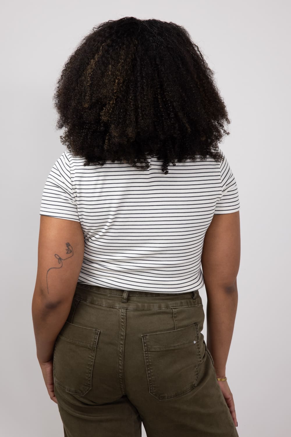 Thread & Supply Annie Striped T-Shirt for Women in Cream Black 