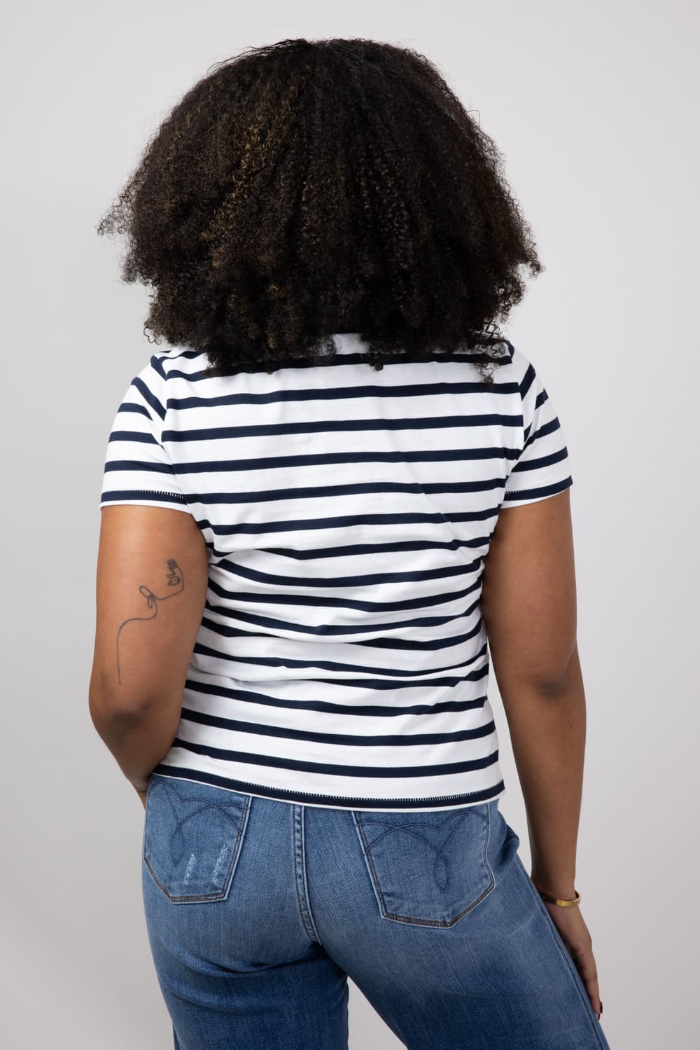 Thread & Supply Asher Striped T-Shirt for Women in White Navy