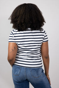 Thread & Supply Asher Striped T-Shirt for Women in White Navy