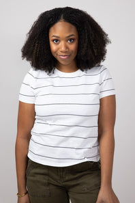Thread & Supply Asher Striped T-Shirt for Women in White Black