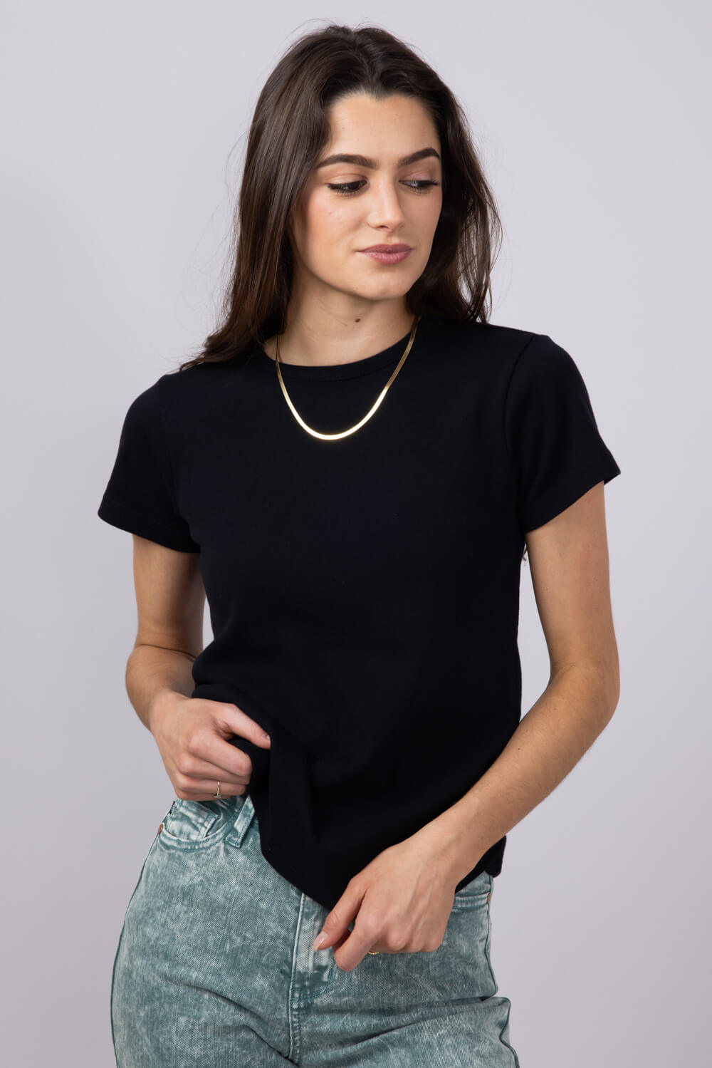 Thread & Supply Lexi Ribbed T-Shirt for Women in Black