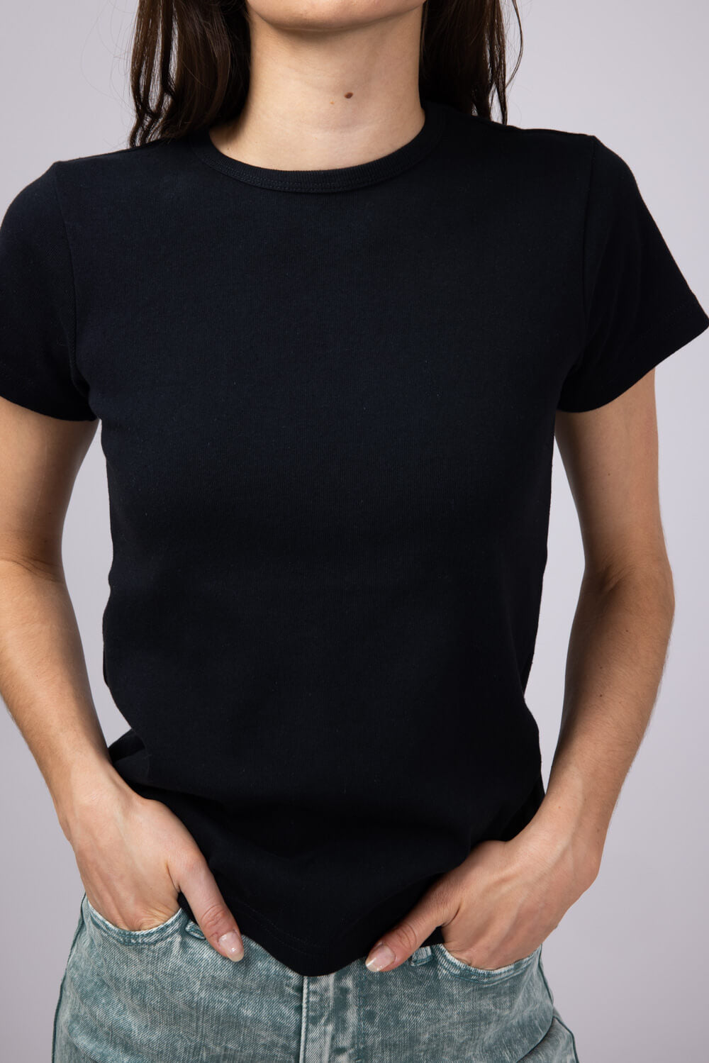 Thread & Supply Lexi Ribbed T-Shirt for Women in Black
