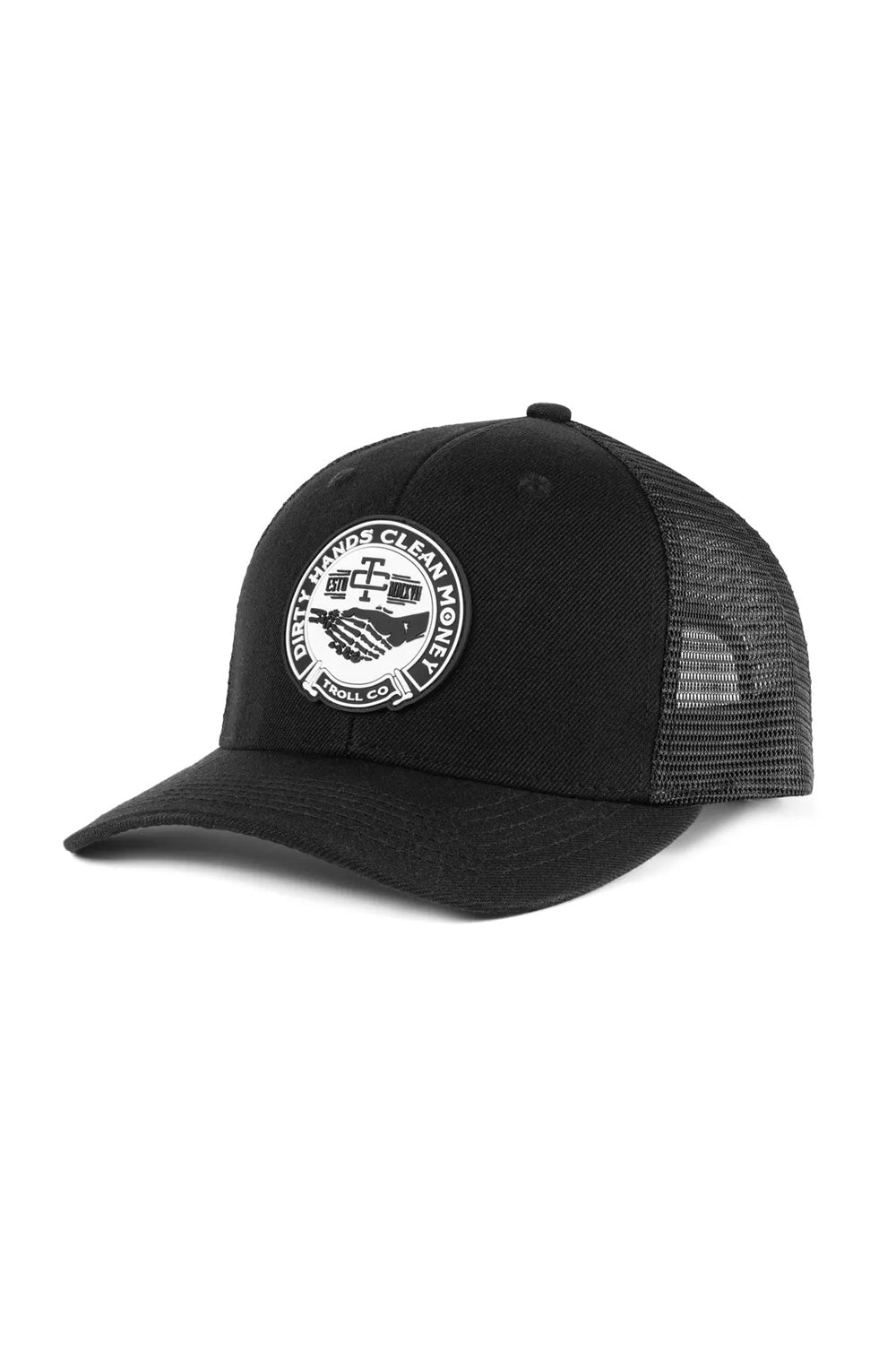 Troll Co. Haggler Curved Brim Trucker Hat for Men in Black