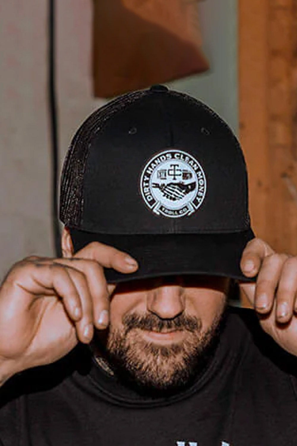 Troll Co. Haggler Curved Brim Trucker Hat for Men in Black