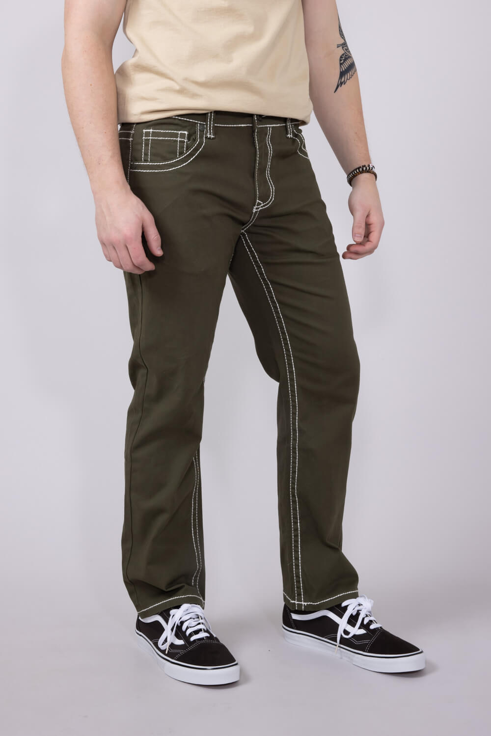 True Luck Blake Bootcut Jeans for Men in Olive