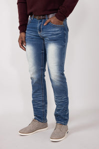 True Luck Calvin Straight Jeans for Men in Medium Wash