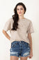 Mineral Wash Knit T-Shirt for Women in Taupe