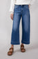 Flying Monkey High-Rise Dark Wash Cropped Wide Leg Trousers for Women