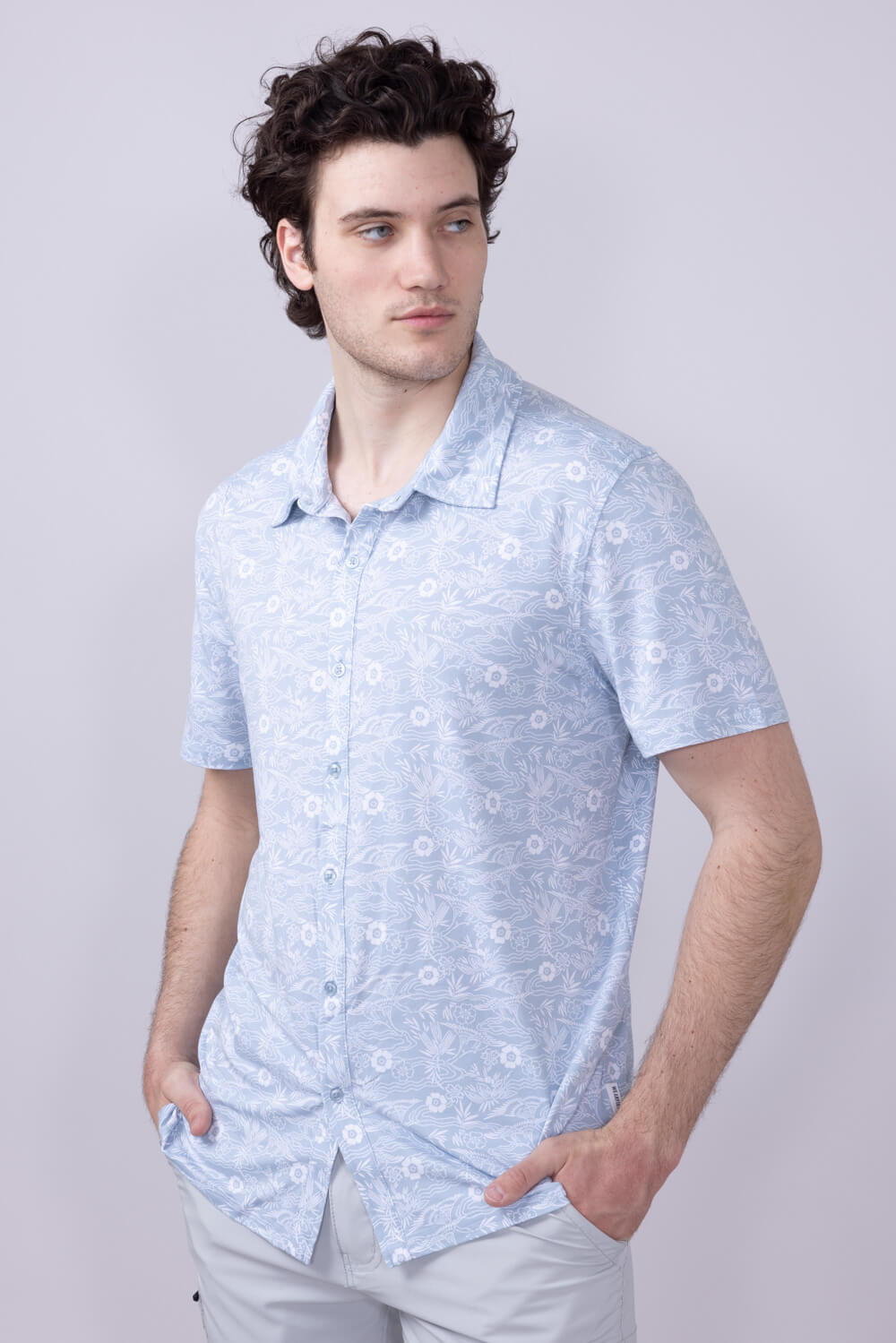 WearFirst Knit Dry Shirt for Men in Blue Fog Kimono