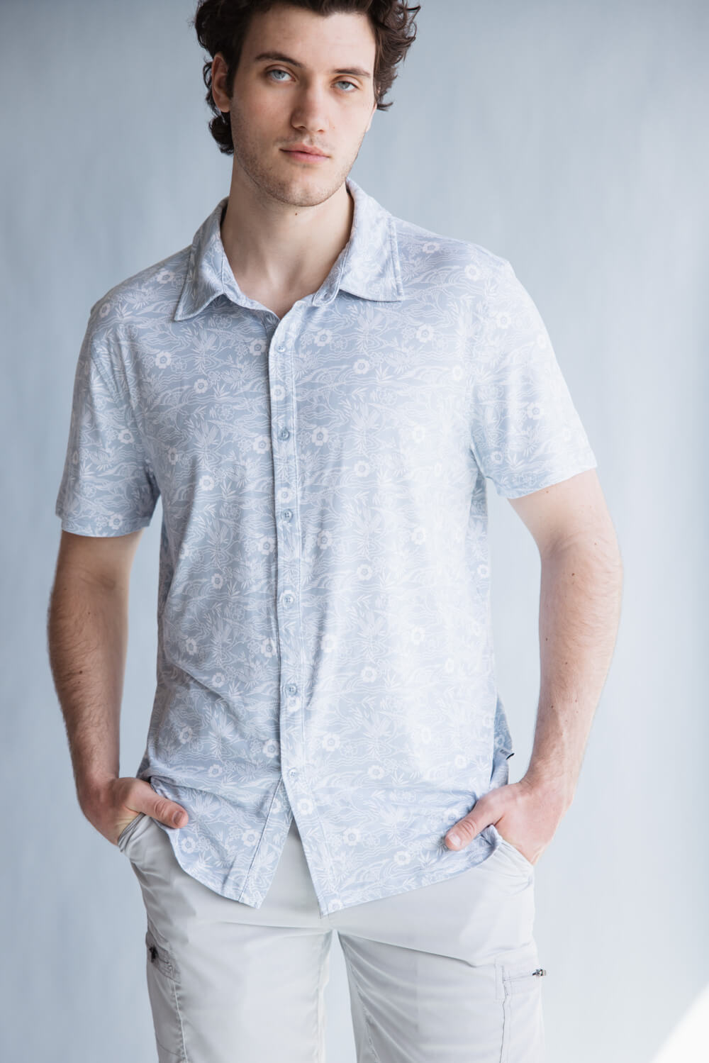 WearFirst Knit Dry Shirt for Men in Blue Fog Kimono
