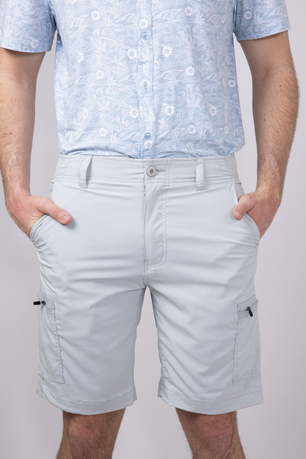 WearFirst 10" Zipper Pocket Cargo Shorts for Men in Grey