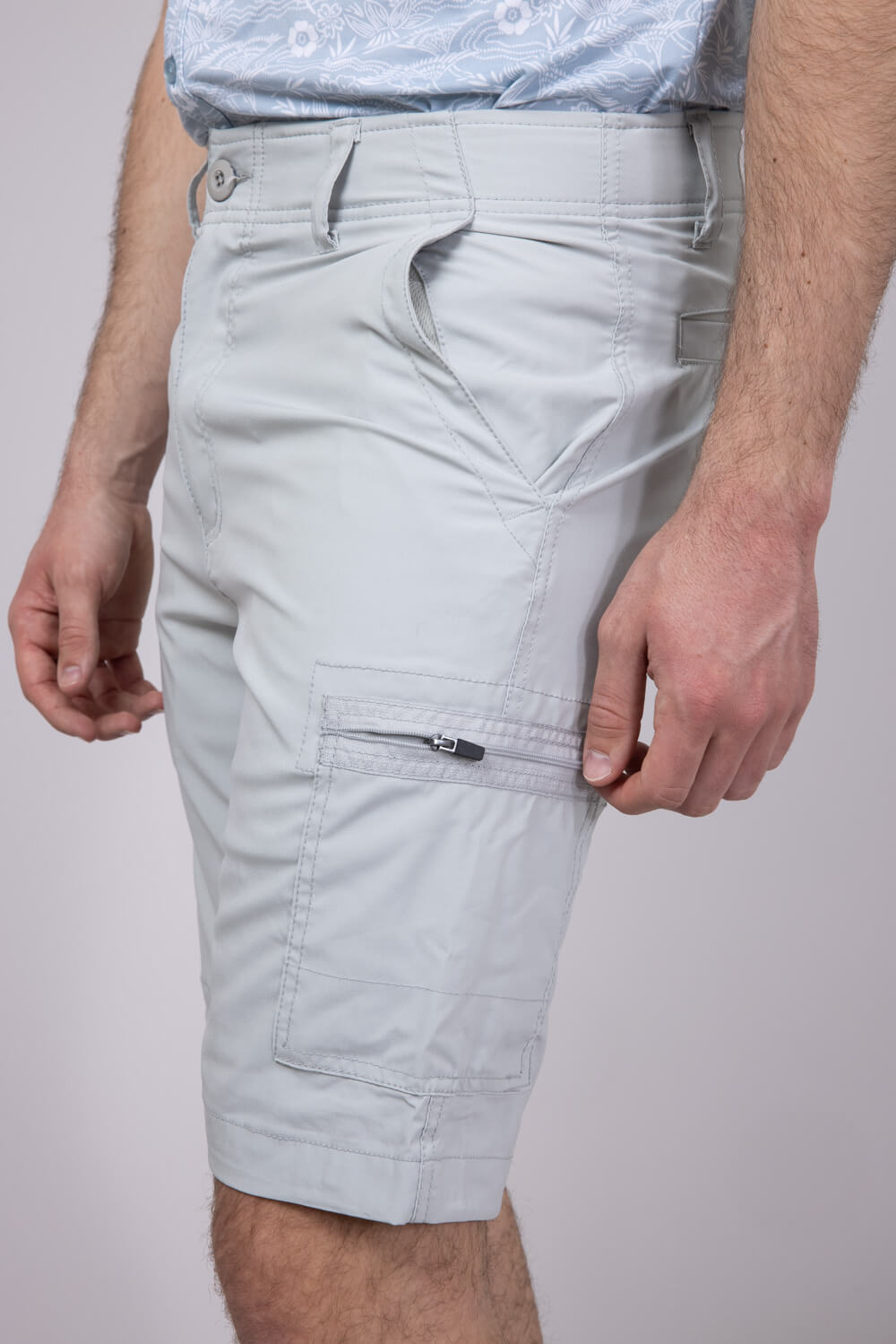 WearFirst 10" Zipper Pocket Cargo Shorts for Men in Grey