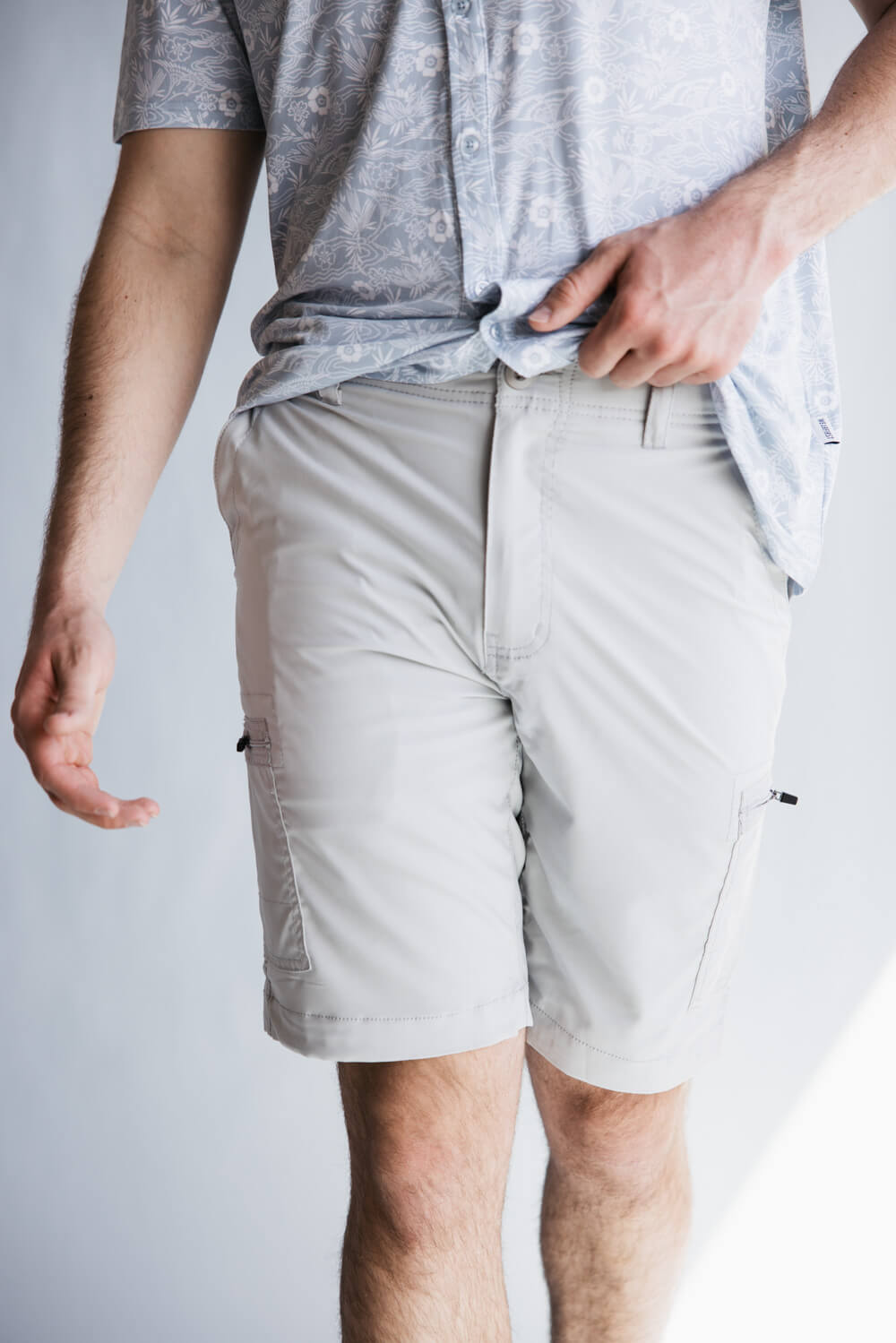 WearFirst 10" Zipper Pocket Cargo Shorts for Men in Grey