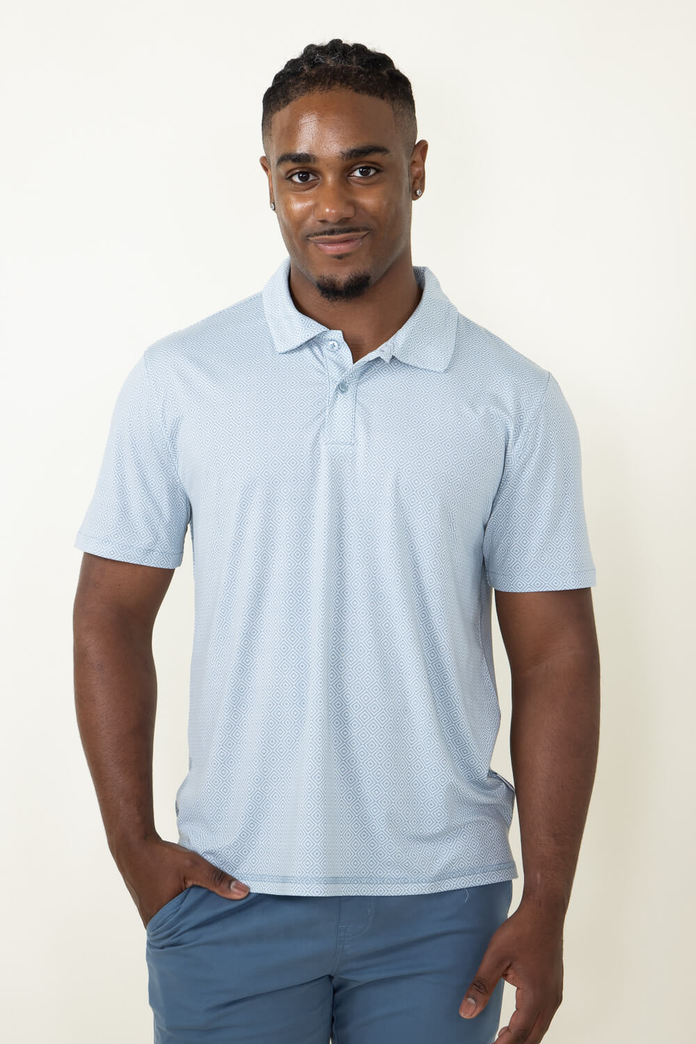WearFirst Wanderer Diamond Polo Shirt for Men in Blue 